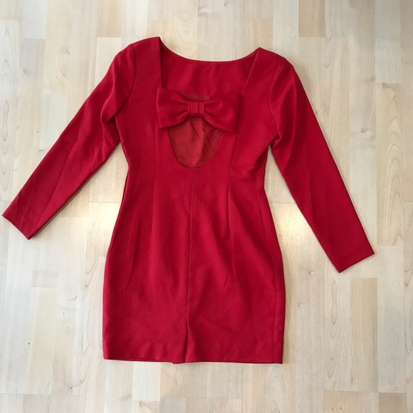 Oakbrook Vintage Red Sheath Dress with Bow - Picture 2 of 11